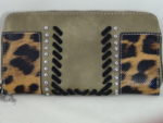 MONTANA WEST BROWN PURSE WITH LEOPARD AND RHINESTONES AND BLACK STITCHING