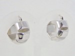 White Gold Wide Earrings with Notches